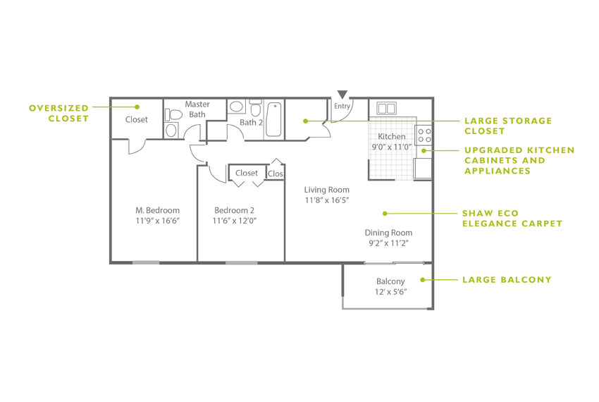 Whitney Floor Plan - 2 Bedroom B2 UK
