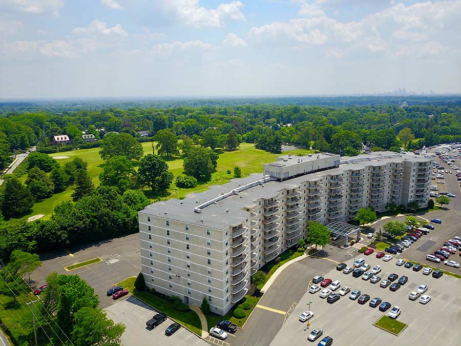 bird's eye view of the exterior of an apartment in Jenkintown PA