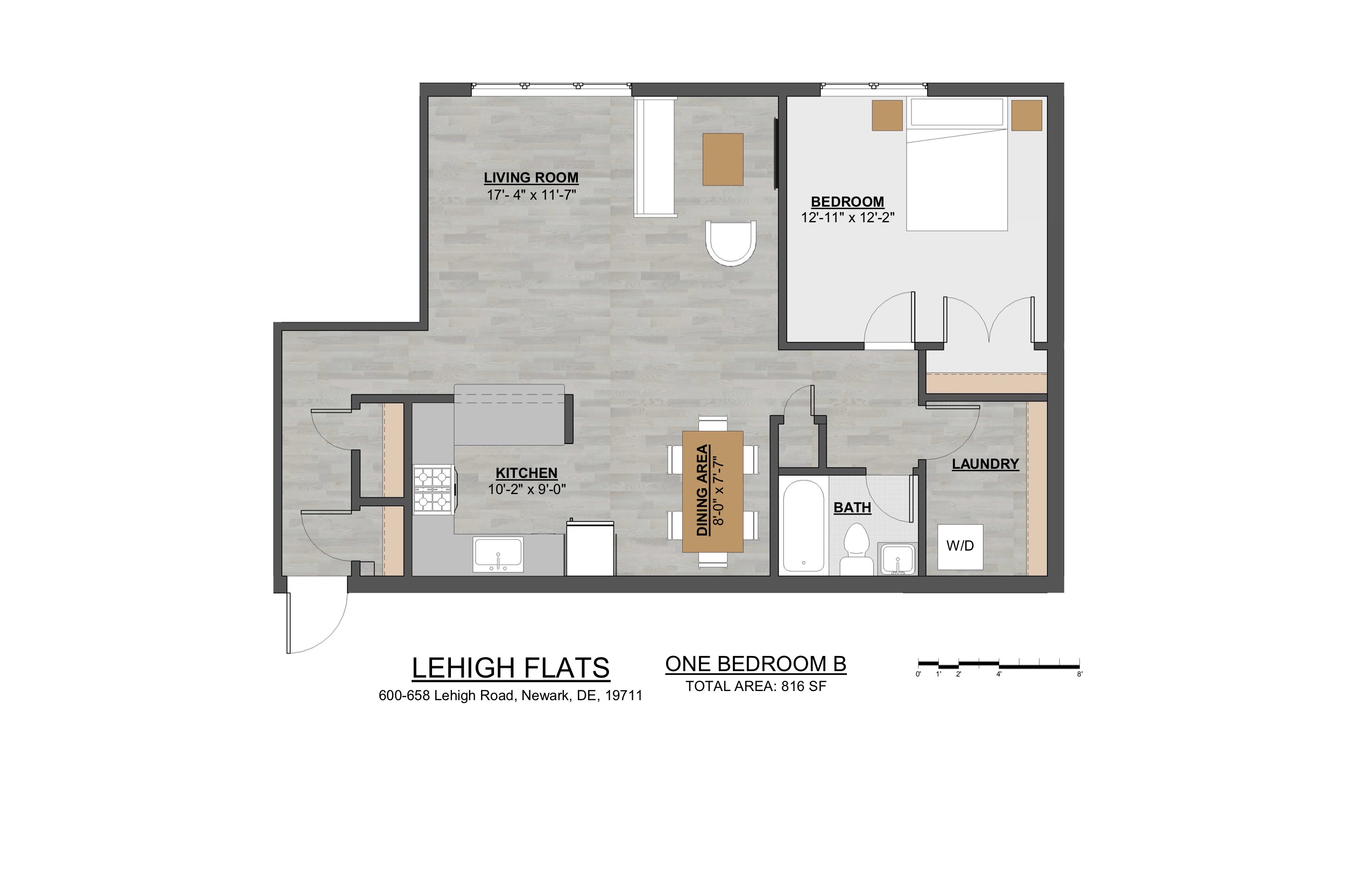 One Bedroom D 816 Square Feet
