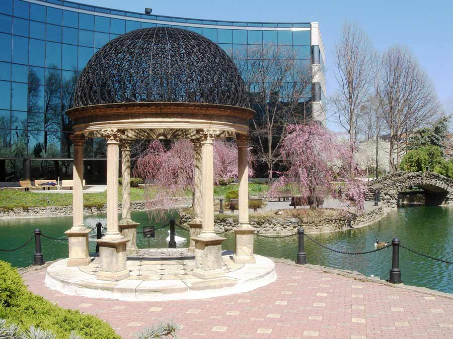 Courtyard of Salus University in Cheltenham Township, Montgomery County, Pennsylvania