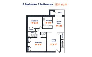 Lakeside Apartments 2 bedroom 1 bath 1,134 square feet